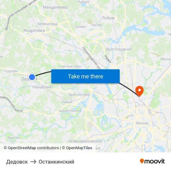 Дедовск to Останкинский map