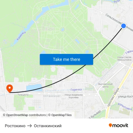 Ростокино to Останкинский map