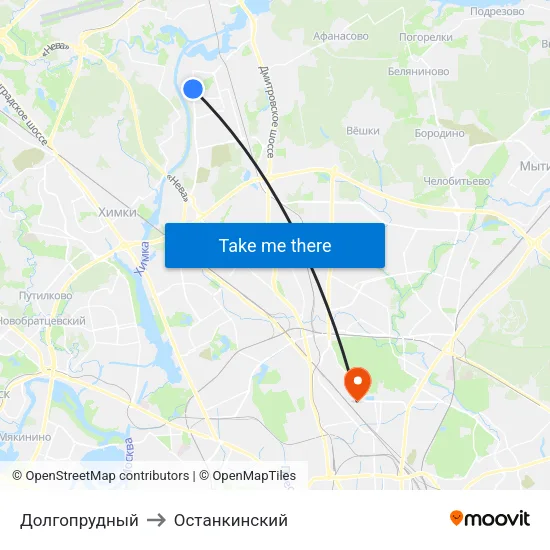 Долгопрудный to Останкинский map