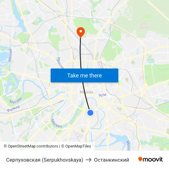 Серпуховская (Serpukhovskaya) to Останкинский map