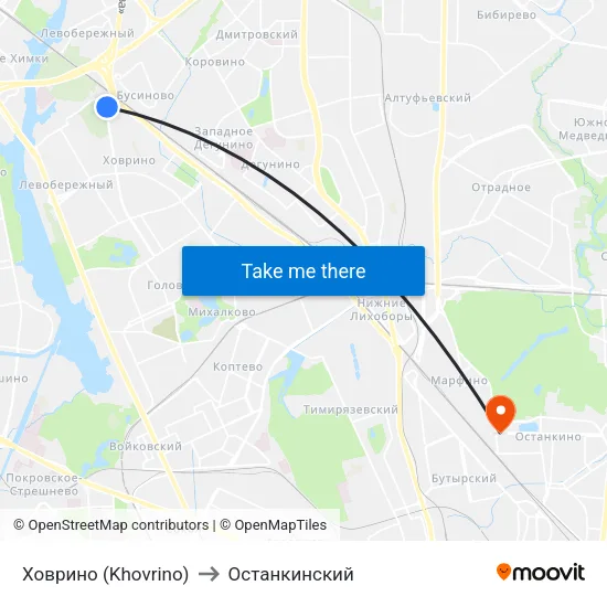Ховрино (Khovrino) to Останкинский map