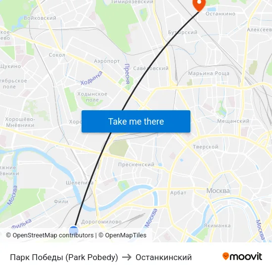 Парк Победы (Park Pobedy) to Останкинский map