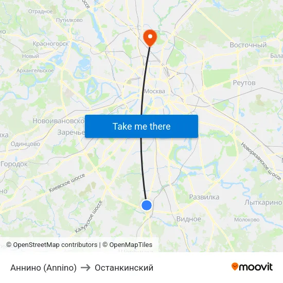 Аннино (Annino) to Останкинский map