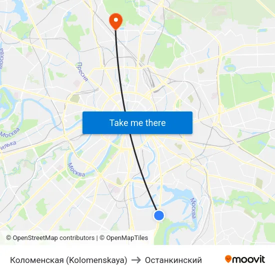 Коломенская (Kolomenskaya) to Останкинский map