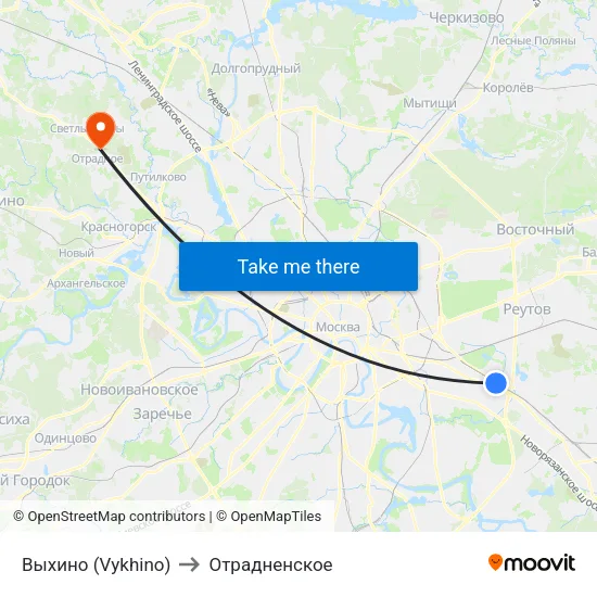 Выхино (Vykhino) to Отрадненское map