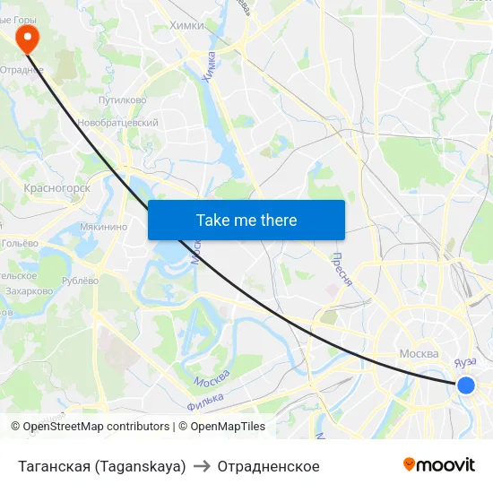 Таганская (Taganskaya) to Отрадненское map