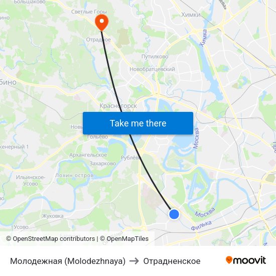 Молодежная (Molodezhnaya) to Отрадненское map