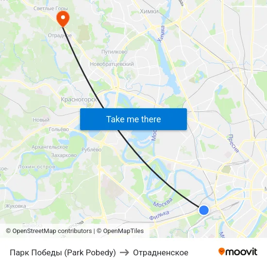 Парк Победы (Park Pobedy) to Отрадненское map