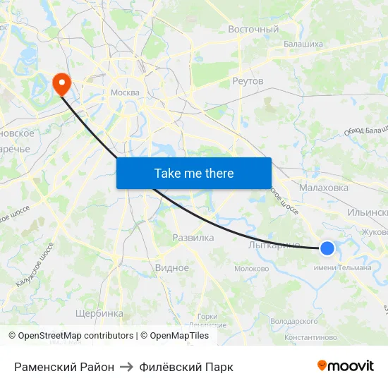 Раменский Район to Филёвский Парк map