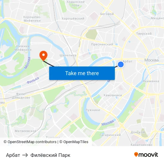 Арбат to Филёвский Парк map
