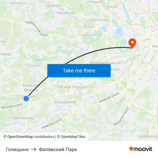 Голицыно to Филёвский Парк map