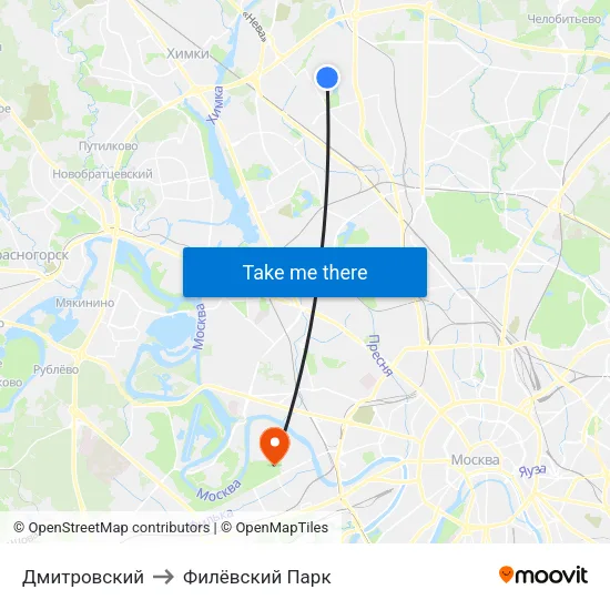 Дмитровский to Филёвский Парк map