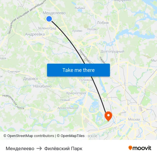 Менделеево to Филёвский Парк map