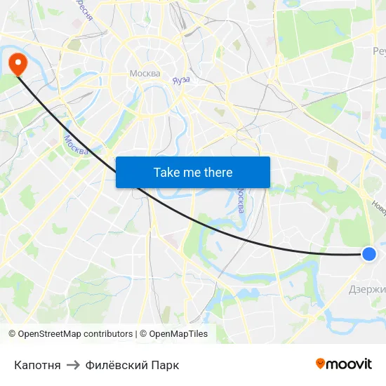 Капотня to Филёвский Парк map