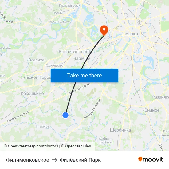 Филимонковское to Филёвский Парк map