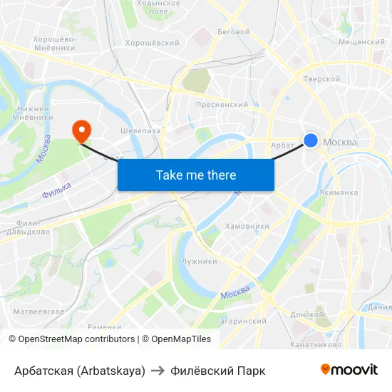 Арбатская (Arbatskaya) to Филёвский Парк map