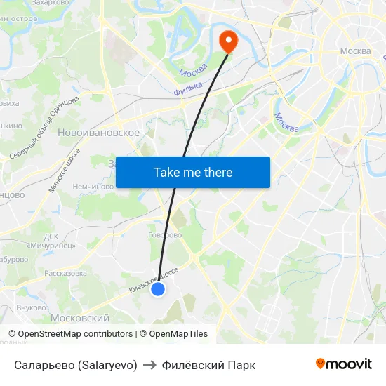 Саларьево (Salaryevo) to Филёвский Парк map