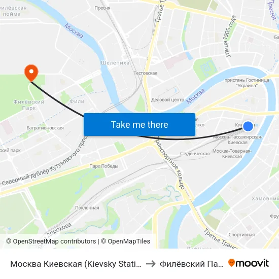 Москва Киевская (Kievsky Station) to Филёвский Парк map