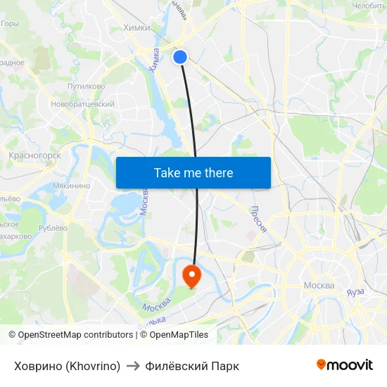 Ховрино (Khovrino) to Филёвский Парк map