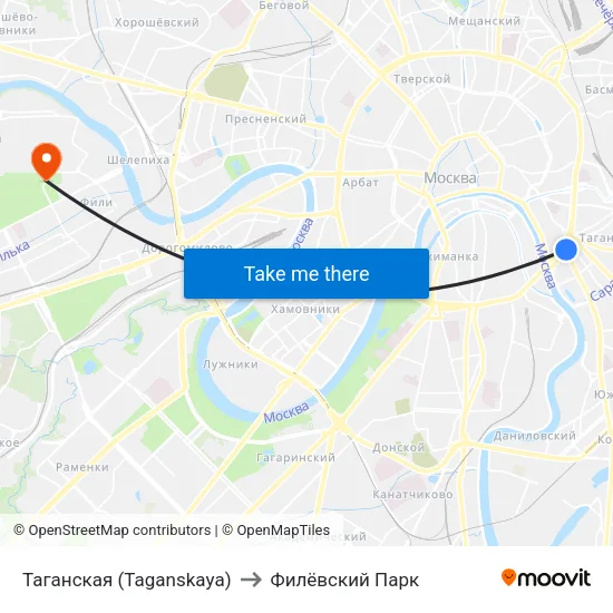 Таганская (Taganskaya) to Филёвский Парк map