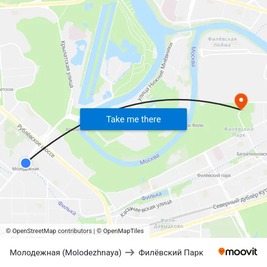 Молодежная (Molodezhnaya) to Филёвский Парк map