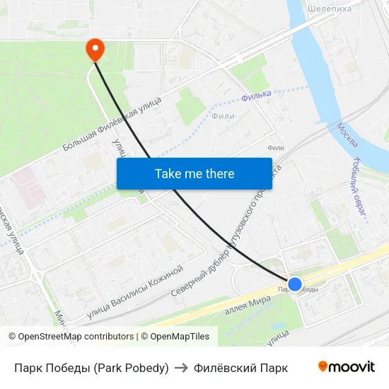 Парк Победы (Park Pobedy) to Филёвский Парк map