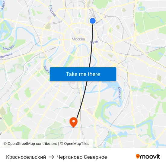 Красносельский to Чертаново Северное map
