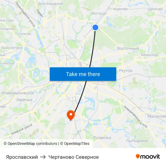 Ярославский to Чертаново Северное map