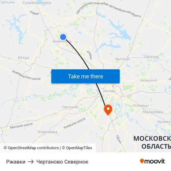 Ржавки to Чертаново Северное map