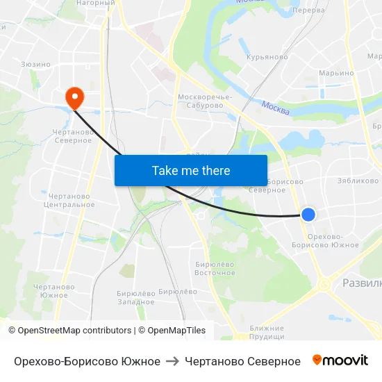 Орехово-Борисово Южное to Чертаново Северное map