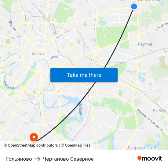 Гольяново to Чертаново Северное map