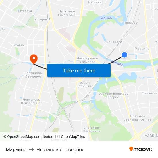 Марьино to Чертаново Северное map