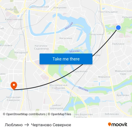 Люблино to Чертаново Северное map