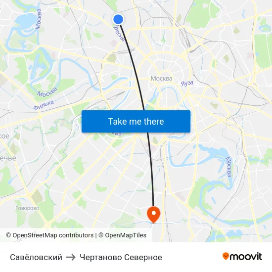 Савёловский to Чертаново Северное map