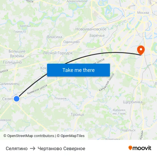 Селятино to Чертаново Северное map