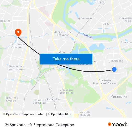 Зябликово to Чертаново Северное map