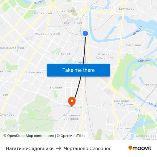 Нагатино-Садовники to Чертаново Северное map