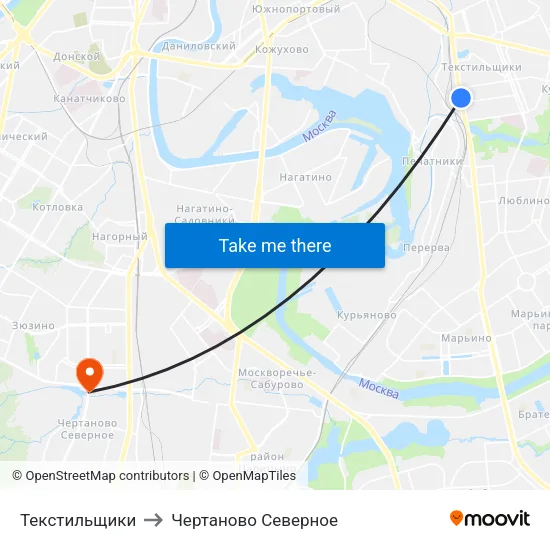 Текстильщики to Чертаново Северное map