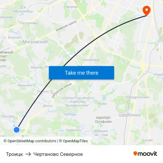 Троицк to Чертаново Северное map