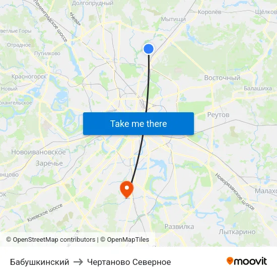 Бабушкинский to Чертаново Северное map