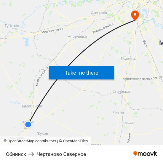 Обнинск to Чертаново Северное map