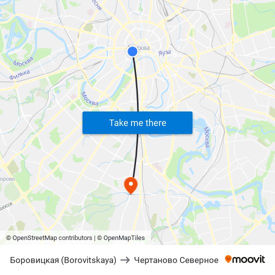 Боровицкая (Borovitskaya) to Чертаново Северное map