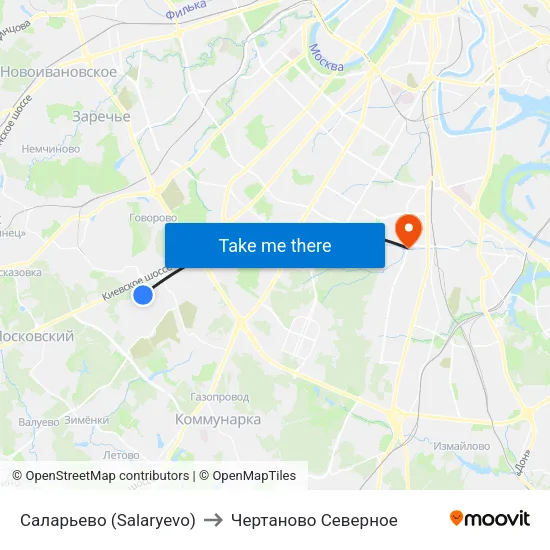 Саларьево (Salaryevo) to Чертаново Северное map