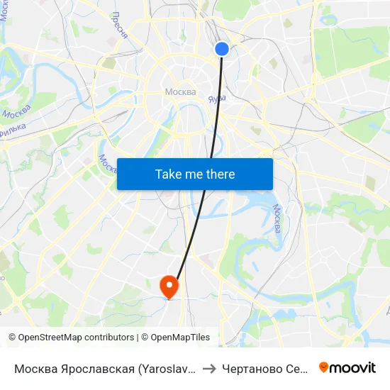 Москва Ярославская (Yaroslavsky Station) to Чертаново Северное map