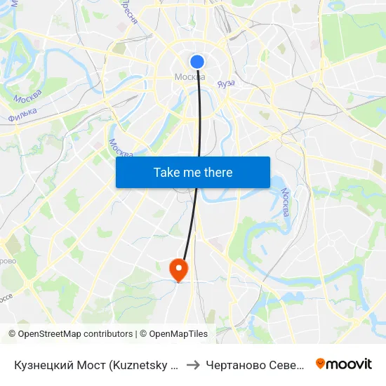 Кузнецкий Мост (Kuznetsky Most) to Чертаново Северное map