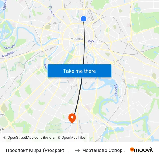 Проспект Мира (Prospekt Mira) to Чертаново Северное map