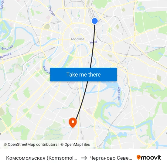 Комсомольская (Komsomolskaya) to Чертаново Северное map