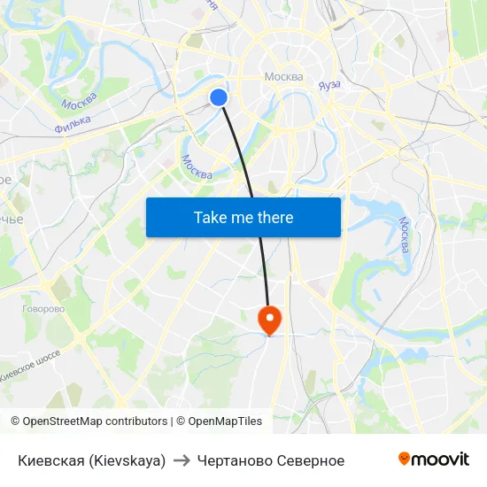 Киевская (Kievskaya) to Чертаново Северное map