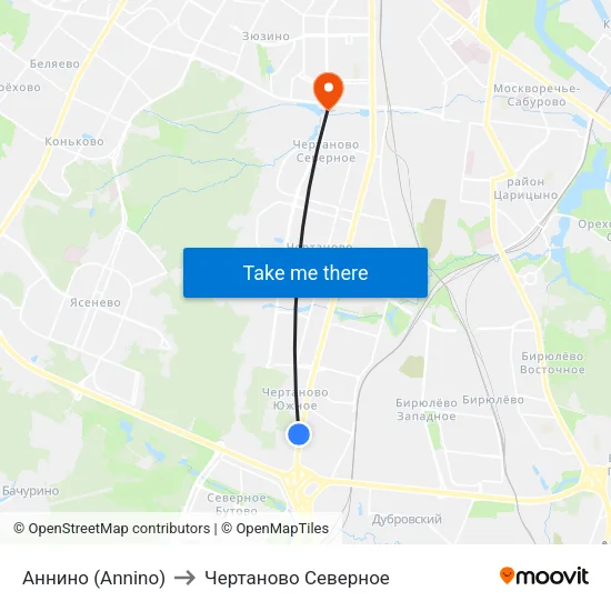 Аннино (Annino) to Чертаново Северное map