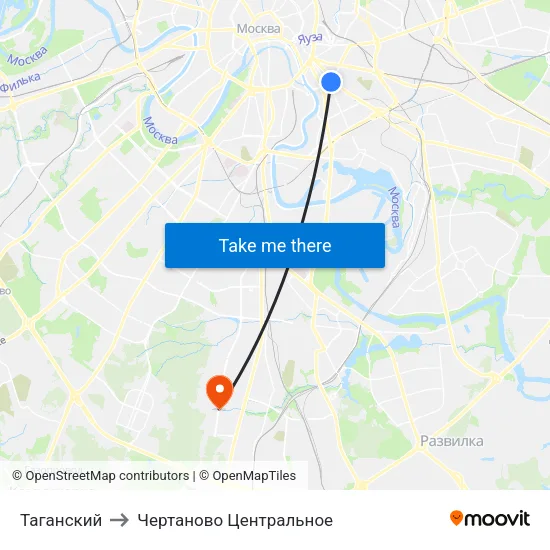 Таганский to Чертаново Центральное map
